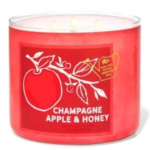 1 CHAMPAGNE APPLE 🍎 HONEY SCENTED 14.5 OZ 3-WICK CANDLE BATH & BODY WHITE BARN